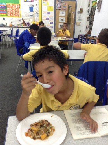 We enjoyed our African stew at the end of the day. It looks like Mafthew enjoyed his stew!