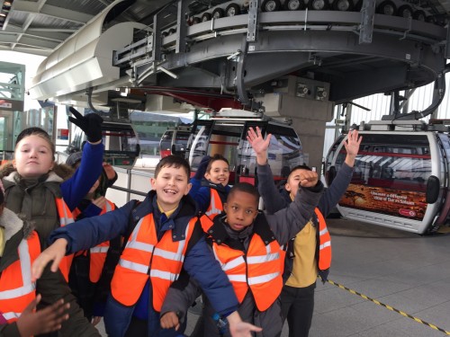 We were all very excited to be going on the sky ride. It is a cable car ride that takes you over the Thames from the Greenwich Peninsula to the Royal docks.