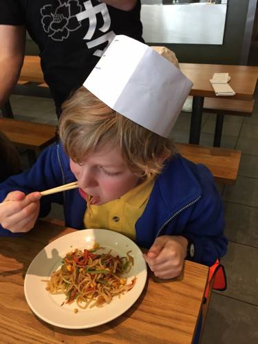 I don't think Ollie enjoyed his noodles. Yeah right!!!