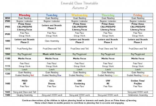 timetable autumn 2