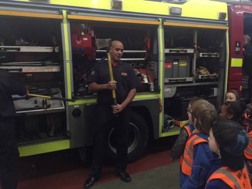 The fire fighters showed us the equipment they use to fight fires