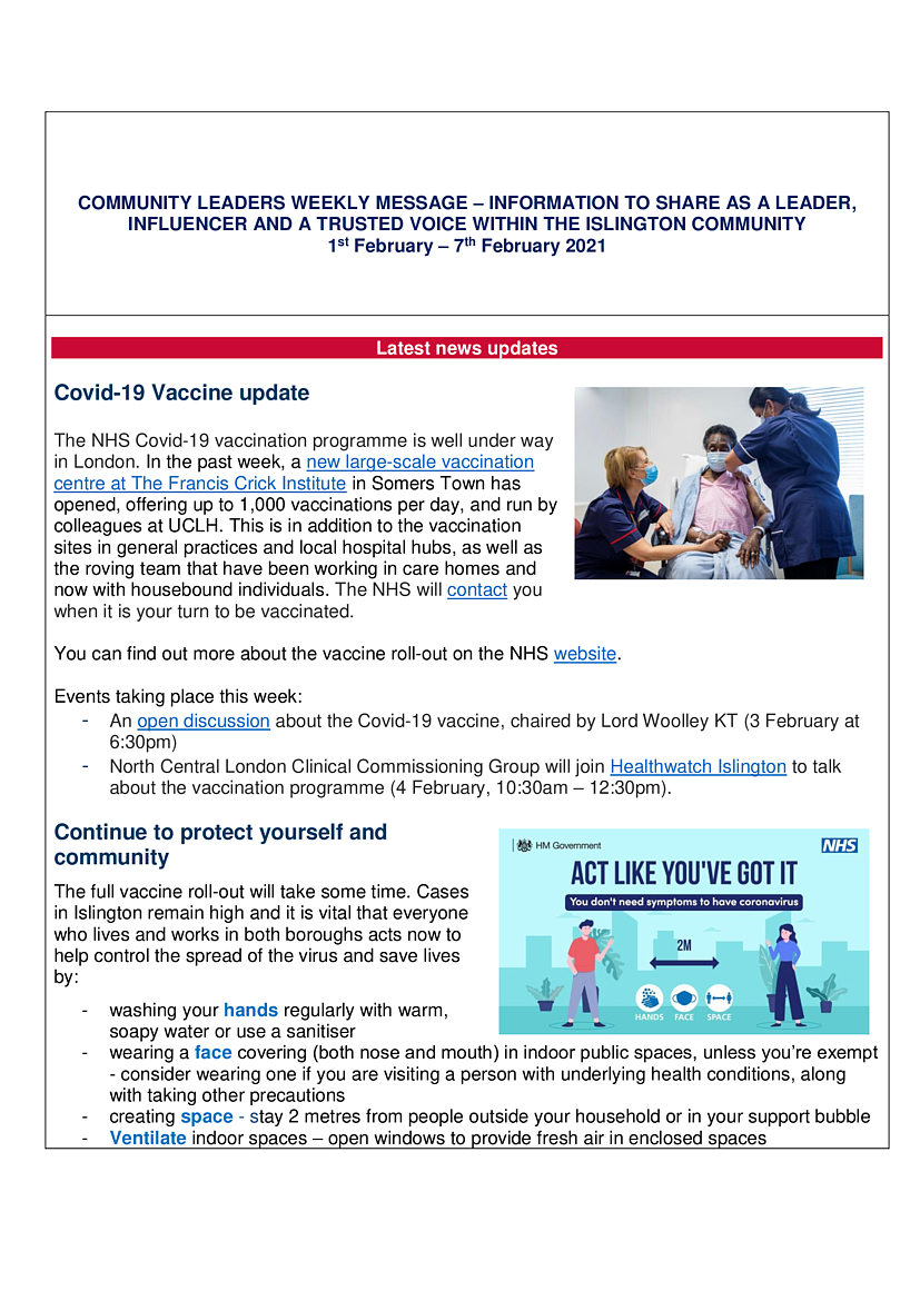 Community Leaders Weekly Message - Newsletter - St Mark's C of E ...